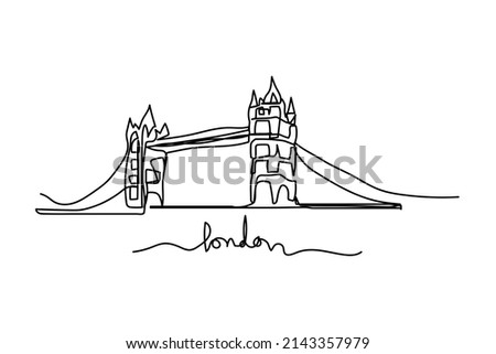 vector design illustration hand drawn single continuous line london bridge
