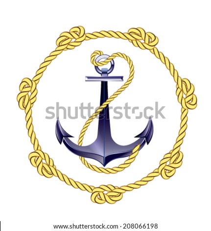 The Icon of anchor in sea color