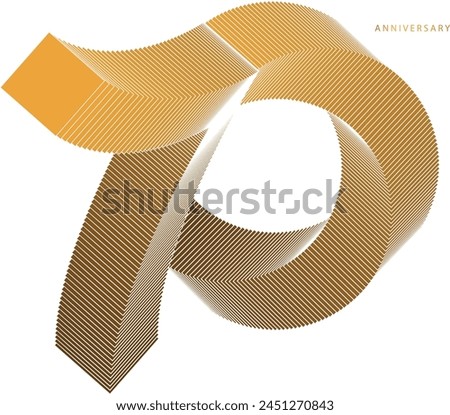 The number 70, 70th Anniversary in a luxurious and symbolic style.  The design  two-tone color scheme of gold and brown, formed by the interlocking of a square and a circle.