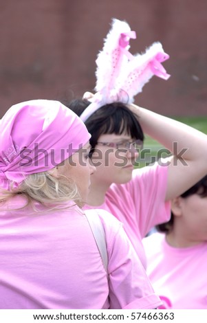 MOSCOW - MAY 29: Participants and guests celebrate after the final ceremony speeches at Avon Walk for Breast Cancer at Red Square on MAY 29, 2010 in Moscow, Russia