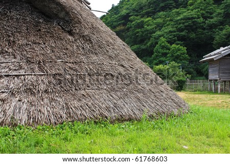 Part of japanese traditional thatch roof house. Tango, Kyoto prefecture, Japan