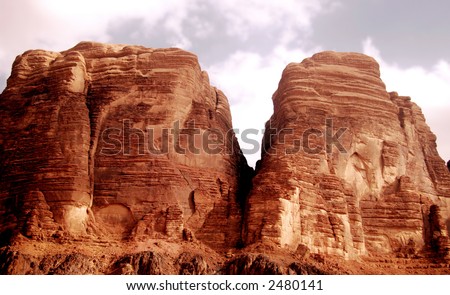 Rocky mountains in the Wadi Rum desert. Jordan, Middle East