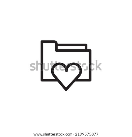 Favorite folder icon. love symbol, likes in folder, editable stroke. Perfect icon, white background.