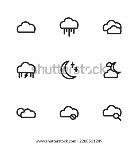 Simple Set of Cloud Computer Related Line Vector Icons. Contains Weather Icon, Editable Stroke.