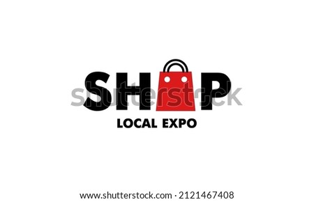 vector graphic illustration logo design for combination typography and pictogram with letter O as a bag shopping Foto stock © 