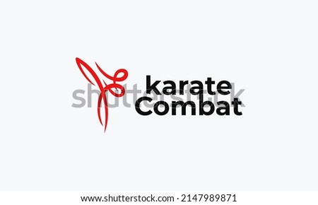 vector illustration logo design for logogram pictogram karate combat with abstract karate move graphic