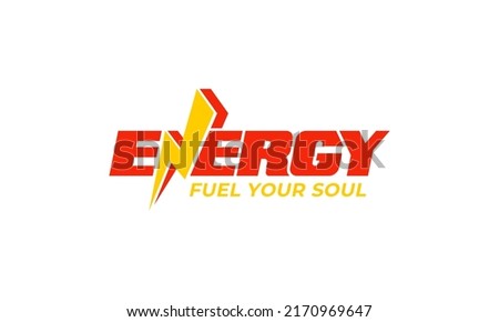 vector graphic logo design, logotype for ENERGY with letter N as bolt icon, modern simple strong bold Foto stock © 