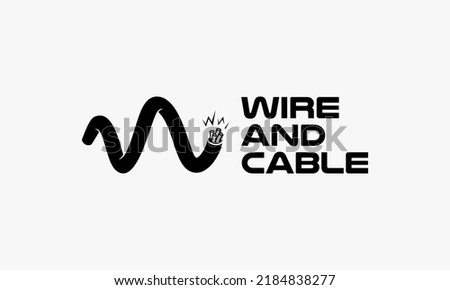 illustration vector graphic logo design, combination initial letter W and cable pictogram