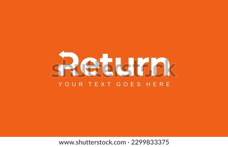 logotype typography logo called 'Return' with the letter R as left arrow in orange background