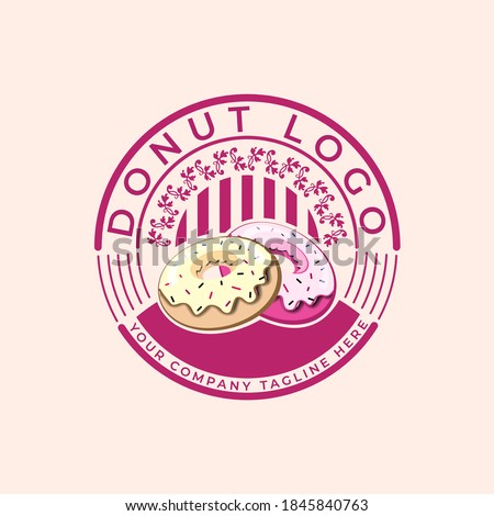 Delicious Donut Shop Logo Vector Template Illustration Design