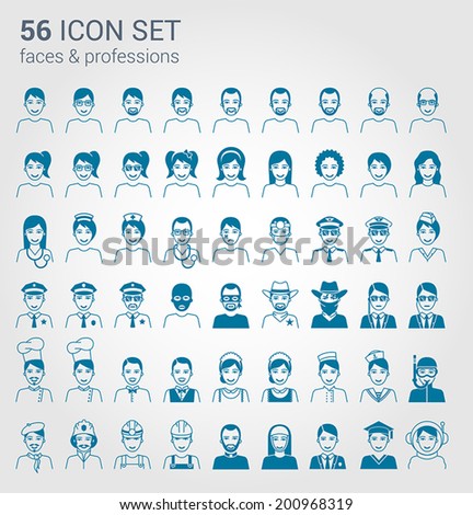 Regular people and professions icon set