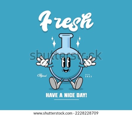 Retro Poster cartoon character of chemical bottle Graphic Design for T shirt Street Wear and Urban Style