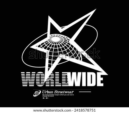 Futuristic illustration of star retro poster t shirt design, vector graphic, typographic poster or tshirts street wear and Urban style