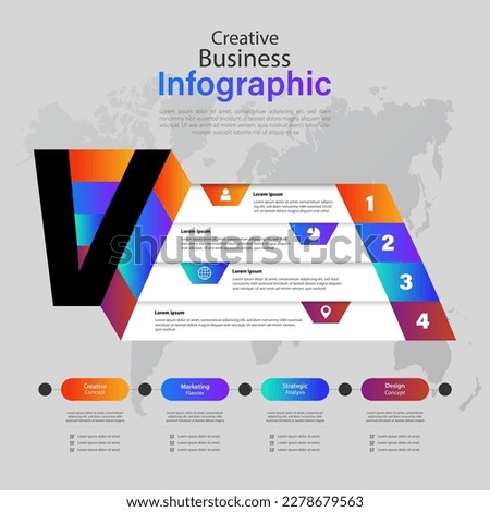 Letter V Business Infographic. Vector template for presentation