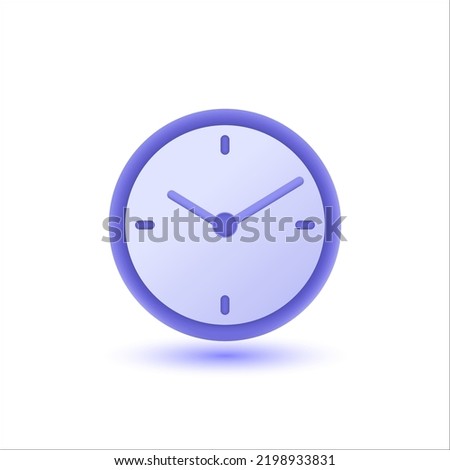 Circle clock 3d icon. Simple 3d render vector illustration on white background. alarm, time, schedule