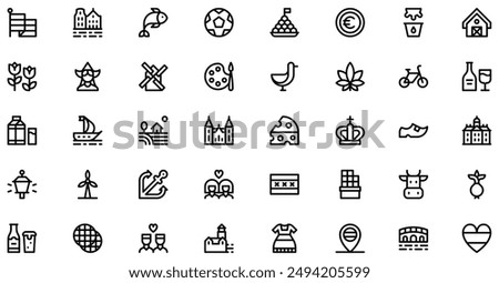 Holland Icons collection is a vector illustration with editable stroke, offering versatility and customization. Perfect for various design needs, it includes high-quality graphics.