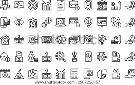 Finances icons collection is a vector illustration with editable stroke.