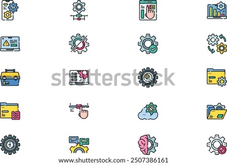 Setup and settings icons collection is a vector illustration with editable stroke.