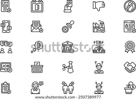 Dismissal icons collection is a vector illustration with editable stroke.