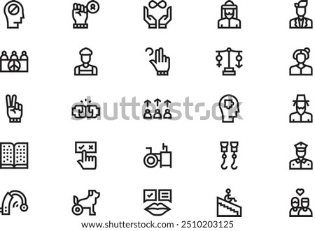 Diversity inclusion icons collection is a vector illustration with editable stroke.