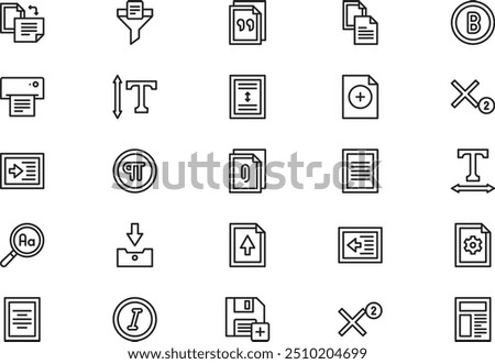 Text editor icons collection is a vector illustration with editable stroke.