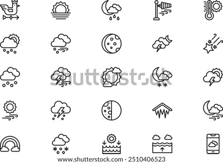 Weather icons collection is a vector illustration with editable stroke.