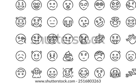 Emojis icons High-Quality Vector Icons Collection with Editable Stroke. Ideal for Professional and Creative Projects.