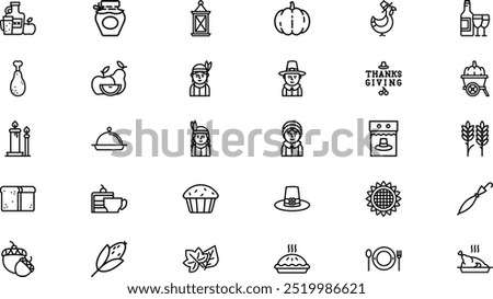 Thanksgiving icons High-Quality Vector Icons Collection with Editable Stroke. Ideal for Professional and Creative Projects.