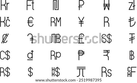 Currency collection icons High-Quality Vector Icons Collection with Editable Stroke. Ideal for Professional and Creative Projects.