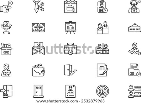 Dismissal icons collection is a vector illustration with editable stroke.