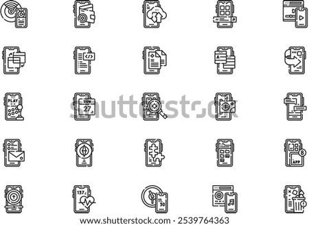 Mobile apps icons collection is a vector illustration with editable stroke.