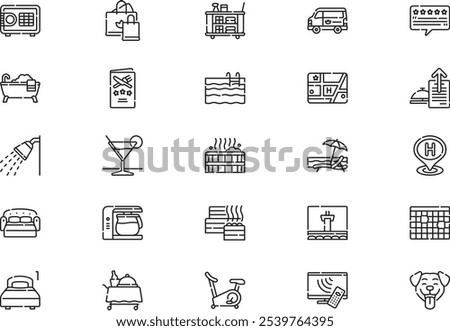 Hotel icons collection is a vector illustration with editable stroke.