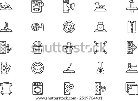 Fabric features icons collection is a vector illustration with editable stroke.