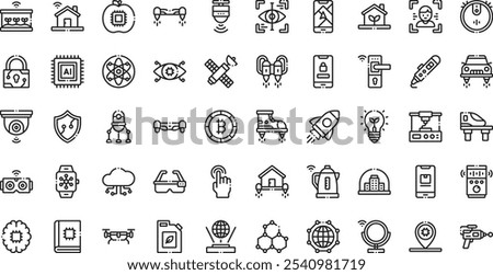 Technology of the future icons High-Quality Vector Icons Collection with Editable Stroke. Ideal for Professional and Creative Projects.