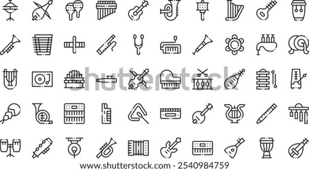 Music instruments icons High-Quality Vector Icons Collection with Editable Stroke. Ideal for Professional and Creative Projects.