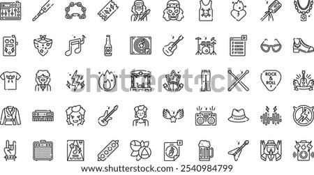 Rock and roll icons High-Quality Vector Icons Collection with Editable Stroke. Ideal for Professional and Creative Projects.