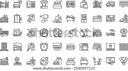 Hotel icons High-Quality Vector Icons Collection with Editable Stroke. Ideal for Professional and Creative Projects.