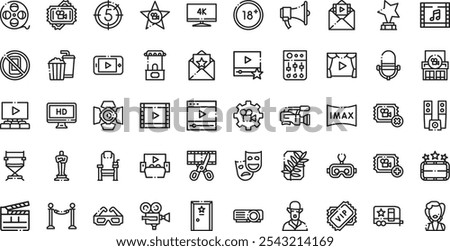 Cinema icons High-Quality Vector Icons Collection with Editable Stroke. Ideal for Professional and Creative Projects.