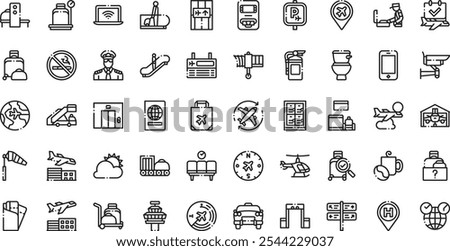 Airport icons . High-Quality Vector Icons Collection with Editable Stroke. Ideal for Professional and Creative Projects.