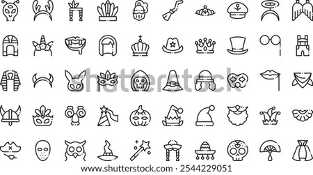 Costume party icons High-Quality Vector Icons Collection with Editable Stroke. Ideal for Professional and Creative Projects.