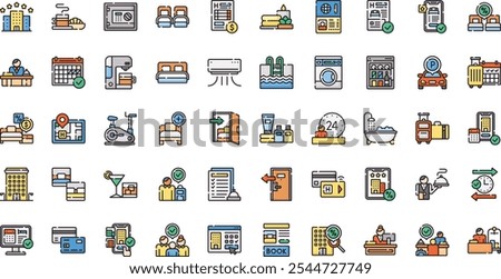 Hotel booking icons High-Quality Vector Icons Collection with Editable Stroke. Ideal for Professional and Creative Projects.