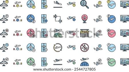 Flight status icons .. High-Quality Vector Icons Collection with Editable Stroke. Ideal for Professional and Creative Projects.