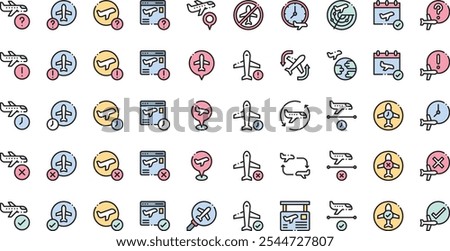 Flight status icons High-Quality Vector Icons Collection with Editable Stroke. Ideal for Professional and Creative Projects.