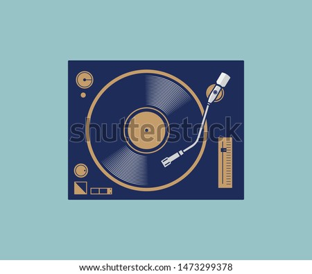 turntable logo flat vector icon illustration design