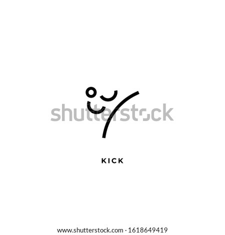 Kick simple minimal icon line art logo icon sign. Vector illustration isolated on white background