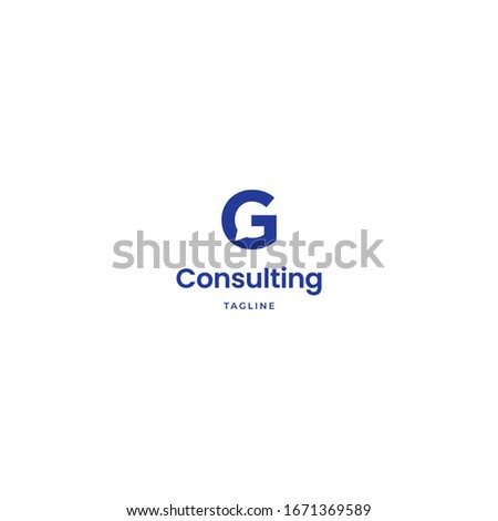 Letter G with chat bubble logo concept design for consulting company. Vector template