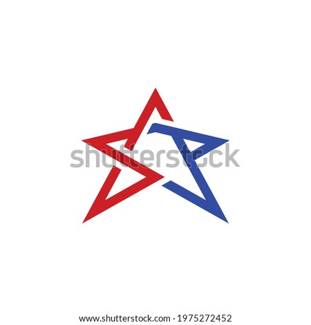 letter SP forming abstract star symbol vector logo template