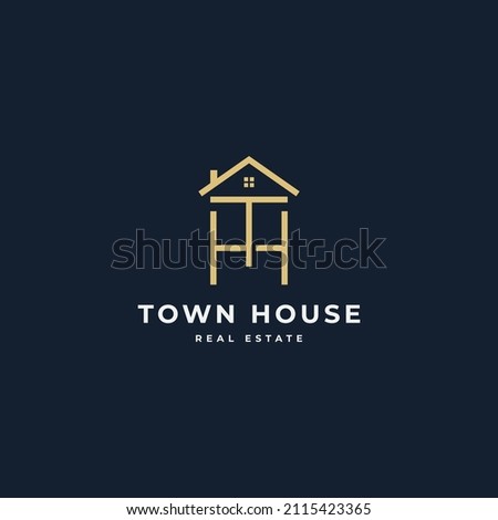 TH or HT letter with home symbol minimal simple logo icon sign design concept. Vector illustration