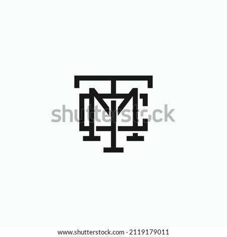 Letter of T C M, TMC, MCT overlapping urban hipster logo icon sign symbol vector illustration