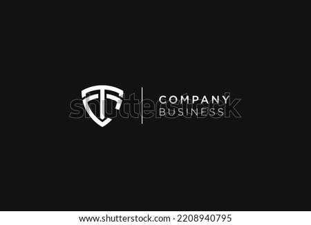 Letter TC CT with shield minimal logo vector illustration